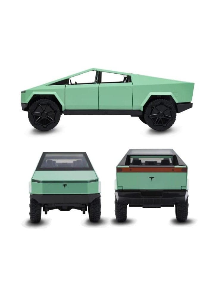 1:24 Tesla Cyber Truck Pickup Diecast Car Model with Sound and Light Alloy Die cast Model Car Pullback Vehicle Toy Collection