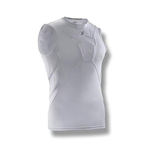 Storelli BodyShield Sleeveless Undershirt, Protective Soccer Base Layer, Lightweight Compression Top with Padded Chest and Rib Protection, Ultimate Comfort and Safety for Athletes, White, Youth Large