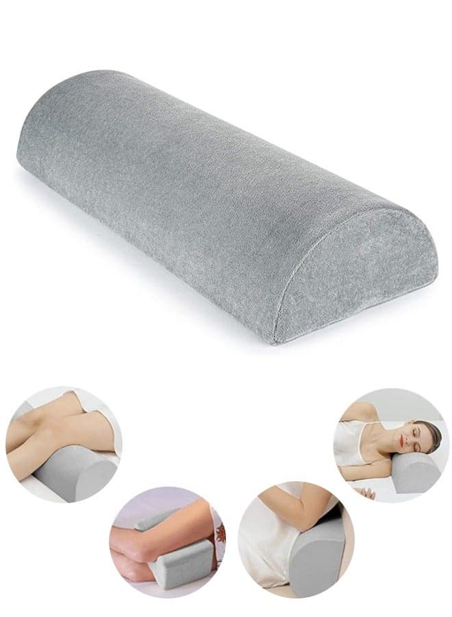 Half Moon Pillow,Multipurpose Pillow for Head, Neck, Knee, Leg, Back to Effectively Improve Body Posture,Premium Quality Memory Foam - Breathable Cover - Grey