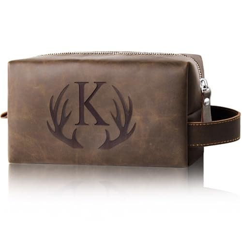 Aganmi Travel Toiletry Bag for Men Personalized Monogrammed Initial Gifts for Him Teacher Coach Appreciation Coworker Retirement Present Shaving Bag for Toiletries Accessories Travel Essentials (K)