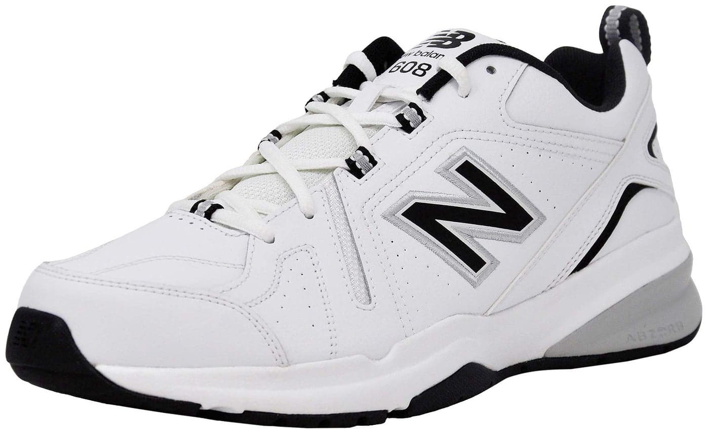 New Balance Men's 608 V5 Casual Comfort Cross Trainer, White/Black/Silver, 11.5 X-Wide