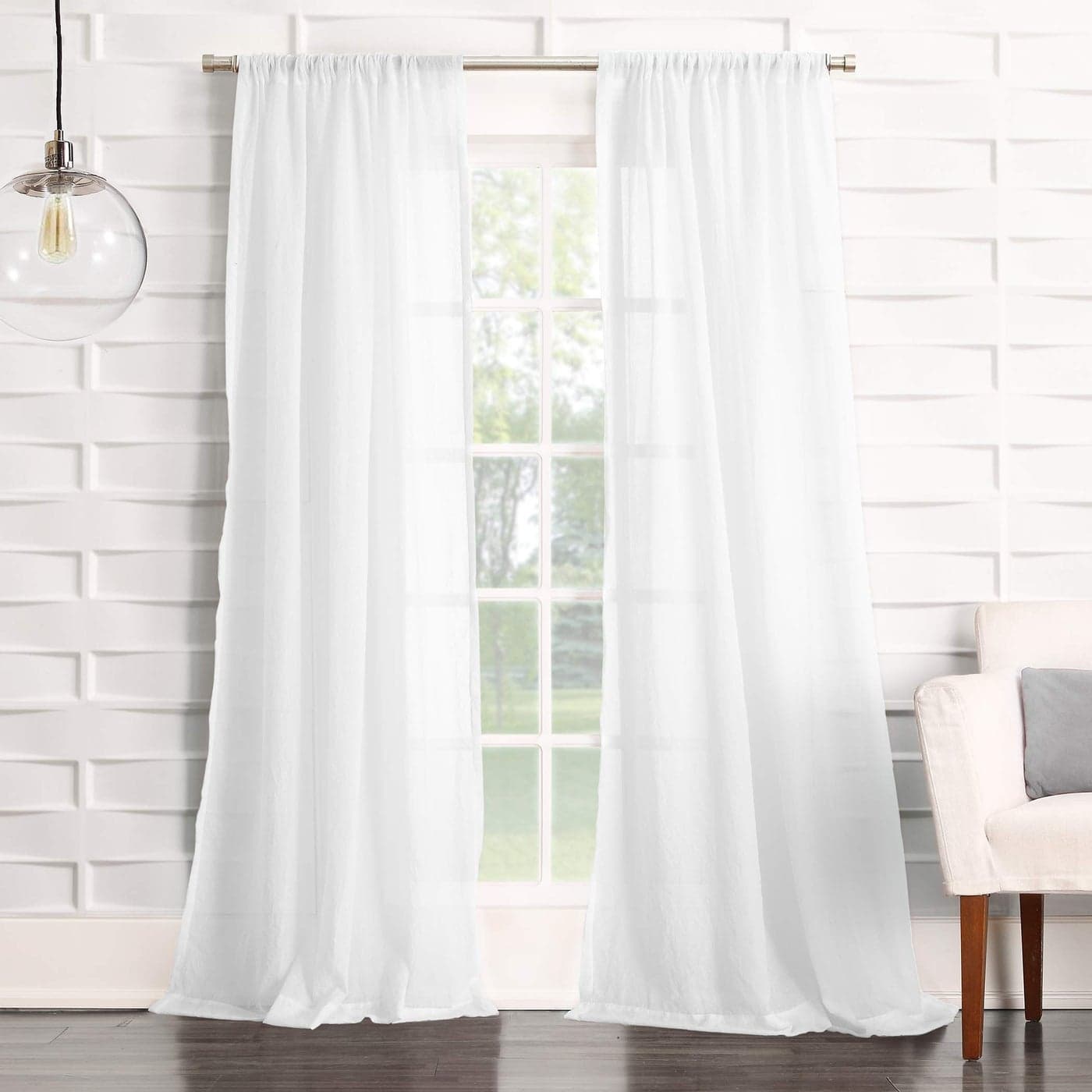 No 918 Tayla Crushed Texture SemiSheer Rod Pocket Curtain Panel 50 x 120 White