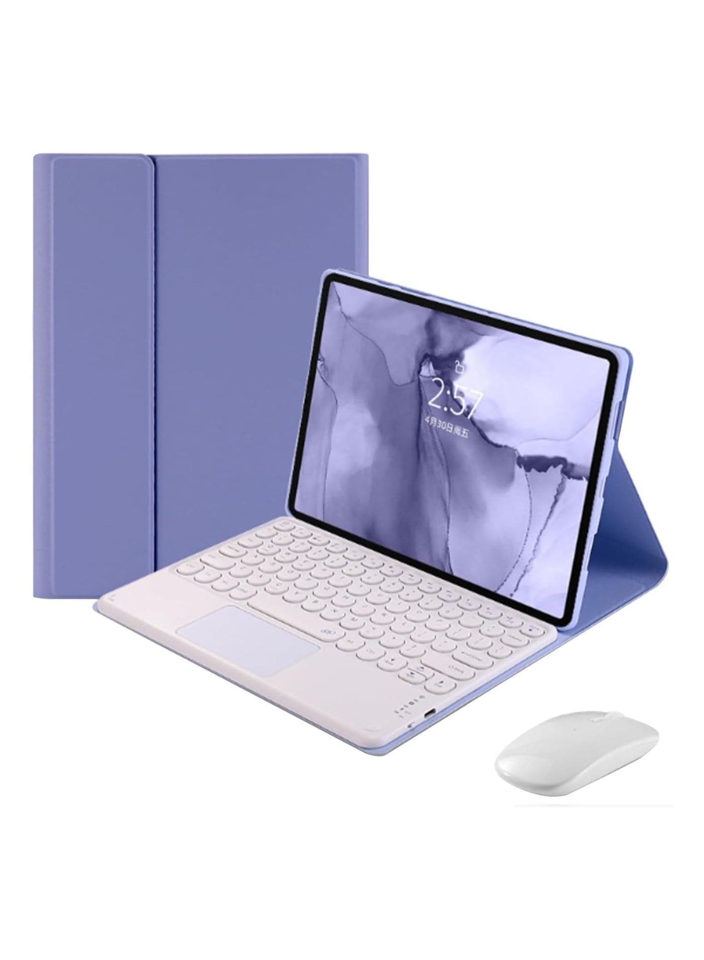 Touchpad Keyboard Case for Redmi Pad SE 11 Inch Tablet with Hidden Pen Slot Detachable Keyboard and Mouse featuring Cute Round Keys