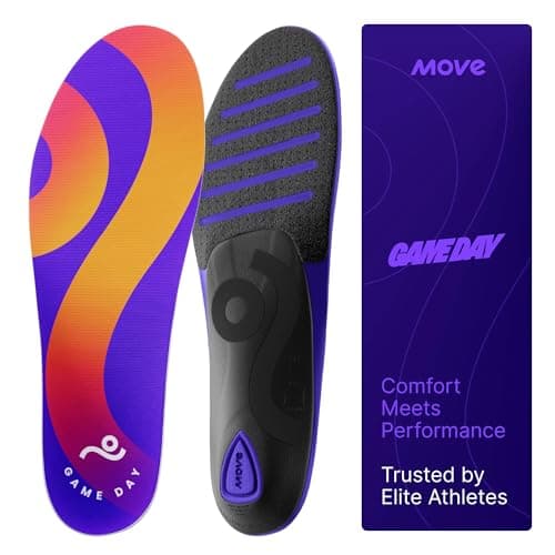 MOVE Game Day - All-Purpose Support Insoles - Plantar Fasciitis, Running, Shock Absorption, Flat Feet, Arch Support, Basketball, Active Lifestyle, Walking and Athletics (M 13-13.5 / WM 14.5-15)