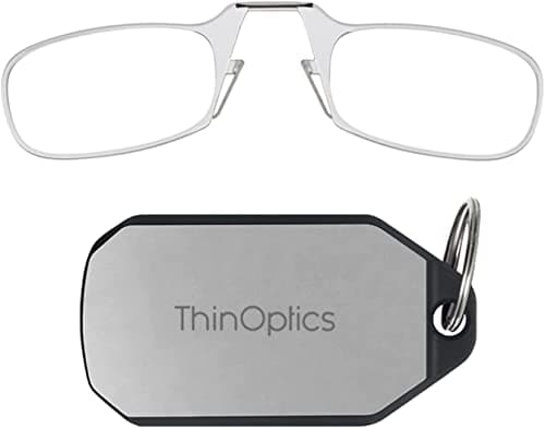 ThinOptics unisex adult Keychain Case + Reading Glasses, Clear, 44 mm US