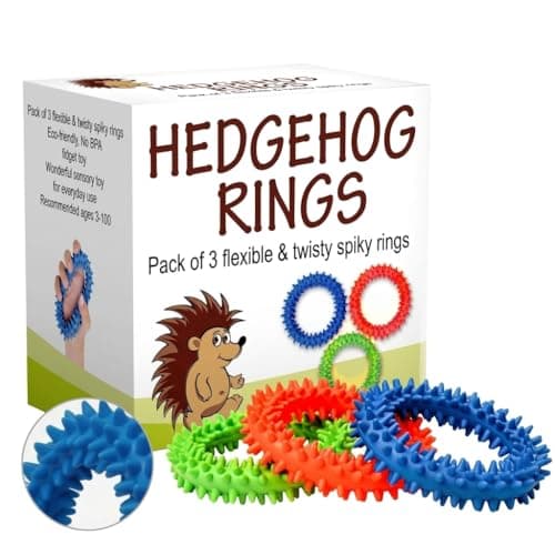 Pick A Toy Hedgehog Rings Quiet Spiky Sensory Fidget Toy 3 Pack Firm Textured Rubber Bracelet Classroom Prizes for Kids Boys Girls ADHD Fidget Toys for School
