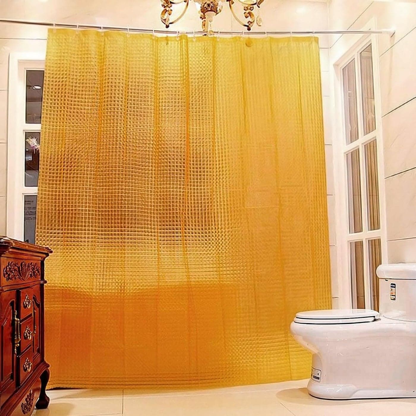 Riverbyland Translucent Orange Shower Curtain 72 x 72 Waterproof Shower Curtain Liner