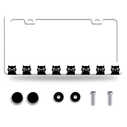 Personalise Cute Black Cat License Plate Frame Pet Animal License Plate Holder Funny Car Universal Stainless Steel Accessories Cars Decor With Screws 2 Holes Fits Standard Us Vehicles Size 122 X 6 In