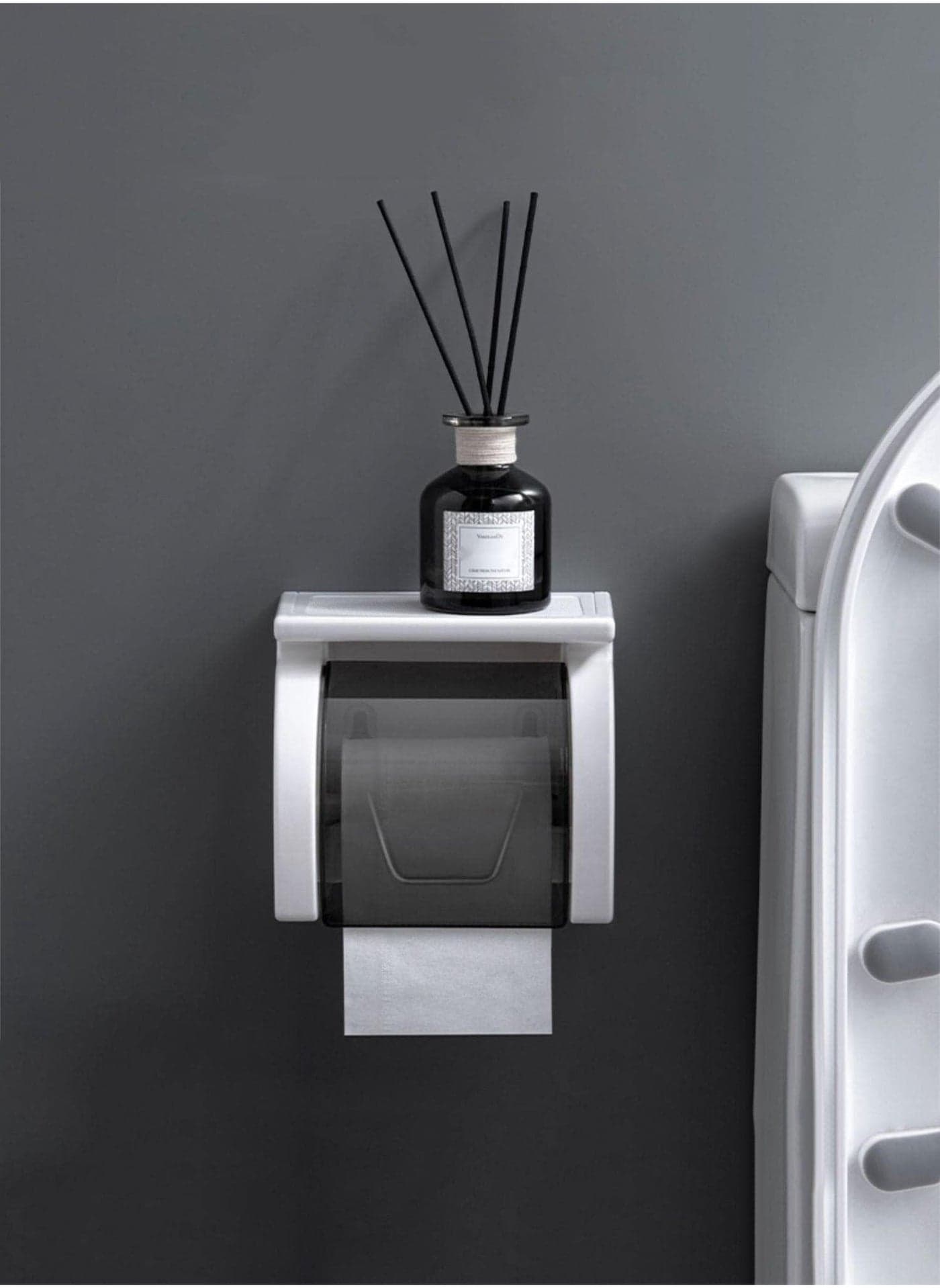 Self Adhesive Toilet Paper Holder with Shelf, Waterproof Toilet Paper Holder Wall Mount, Bathroom Toilet Paper Holder, Toilet Paper Roll Holder for Bathroom and Washroom, White