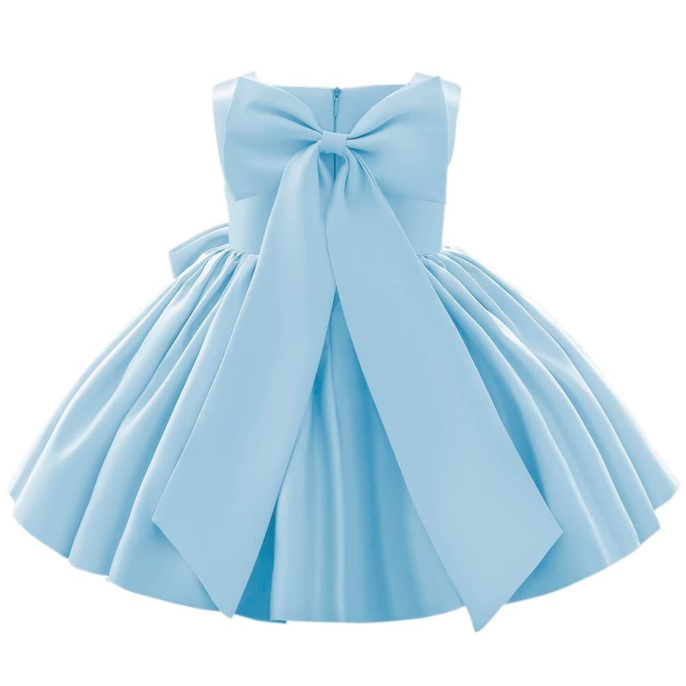 Flower Girls Bowknot Tutu Dress for Kids Baby Wedding Bridesmaid Birthday Party Pageant Formal Dresses Toddler Little Princess First Communion Baptism Christening Dance Gown Blue 67 Years