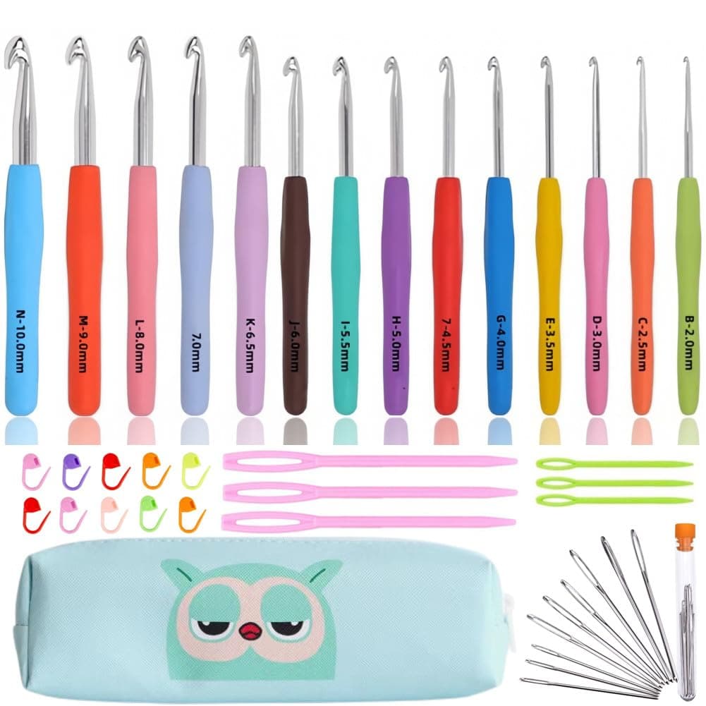 Crochet Hook Set14 Sizes Crochet Hooks for Arthritic HandsCrochet Hooks Ergonomic Soft Grip with CaseCrochet NeedlesSize BSize N