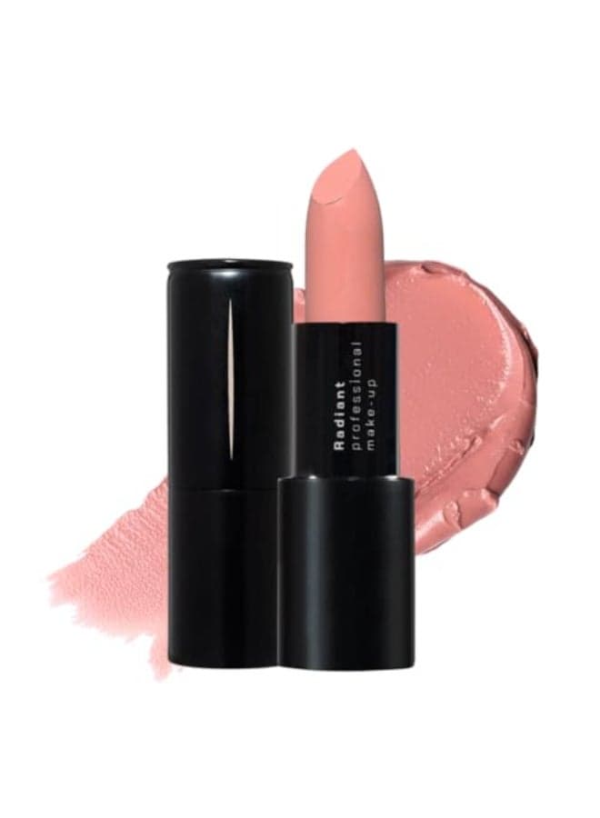 Radiant Professional Advanced Care Lipstick Ultra Nourishing Moisturizing Long Lasting Matte Lipstick With Vitamin E UVA UVB Filters For Sun Protection VELVET 01 CANTALOUPE LIGHT PINK NUDE