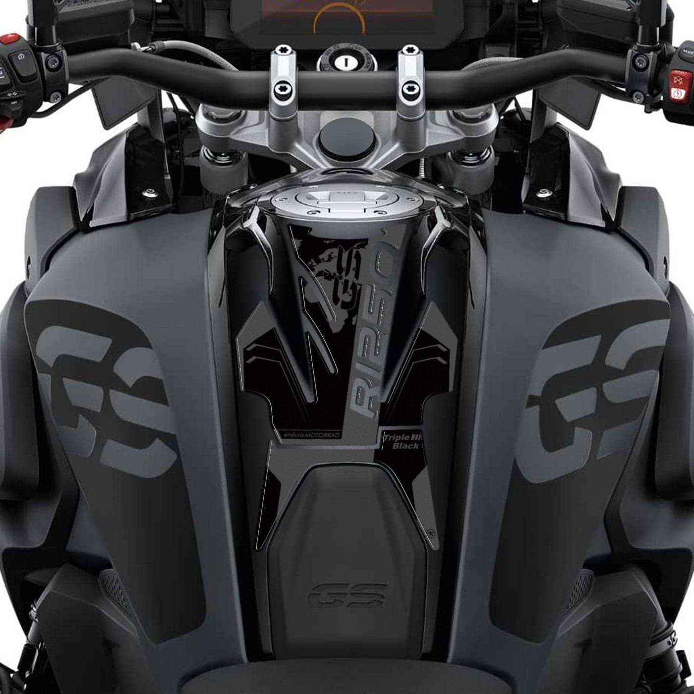 labelbike 3D Sticker Motorcycle Tank Pad Protection and Decoration in Resin Compatible with BMW R 1250 GS Triple Black 20212023 Color Black Gray
