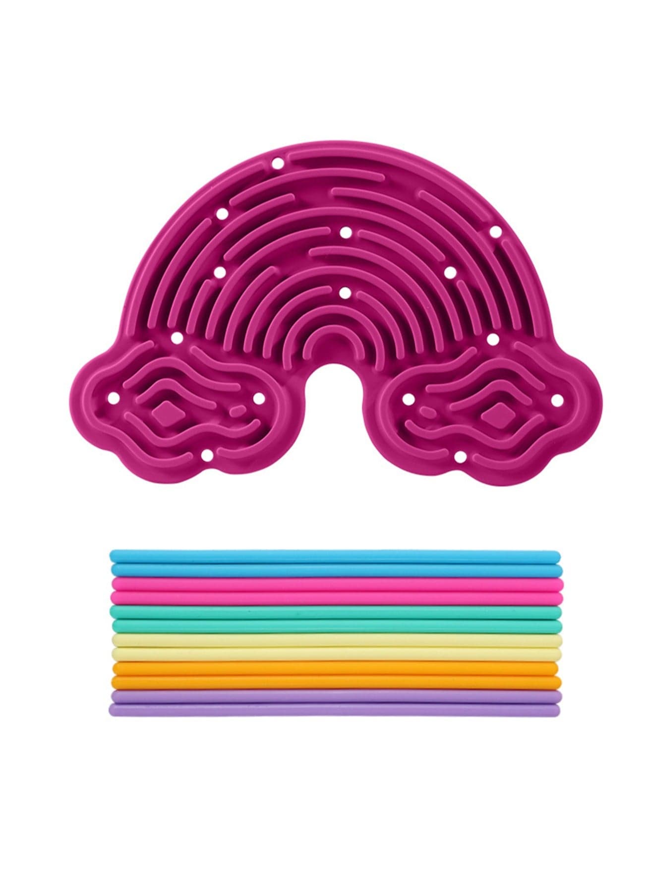 Silicone Space Sensory Decompression Board Sensory Activity Board Activity Board Educational Toy Cloud Shape with 12 Silicone Strips (Rose red)