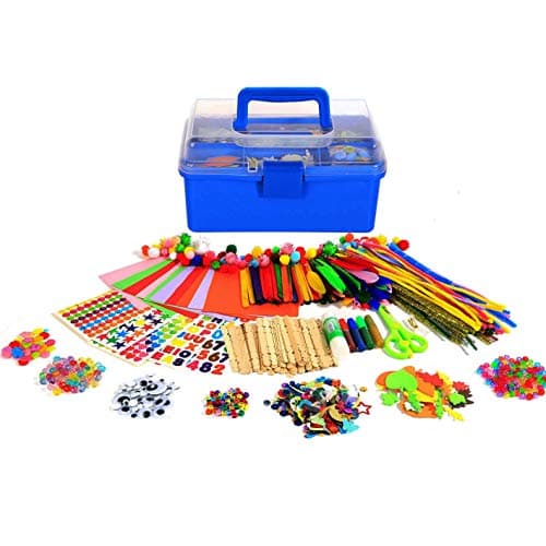 YITOHOP Arts and Crafts Supplies for Kids 1000 pcs Art Craft kit in Carrying Travel Box for Toddlers Ages 4 DIY Crafting School Kindergarten Project Activity Ideal Holiday Gifts