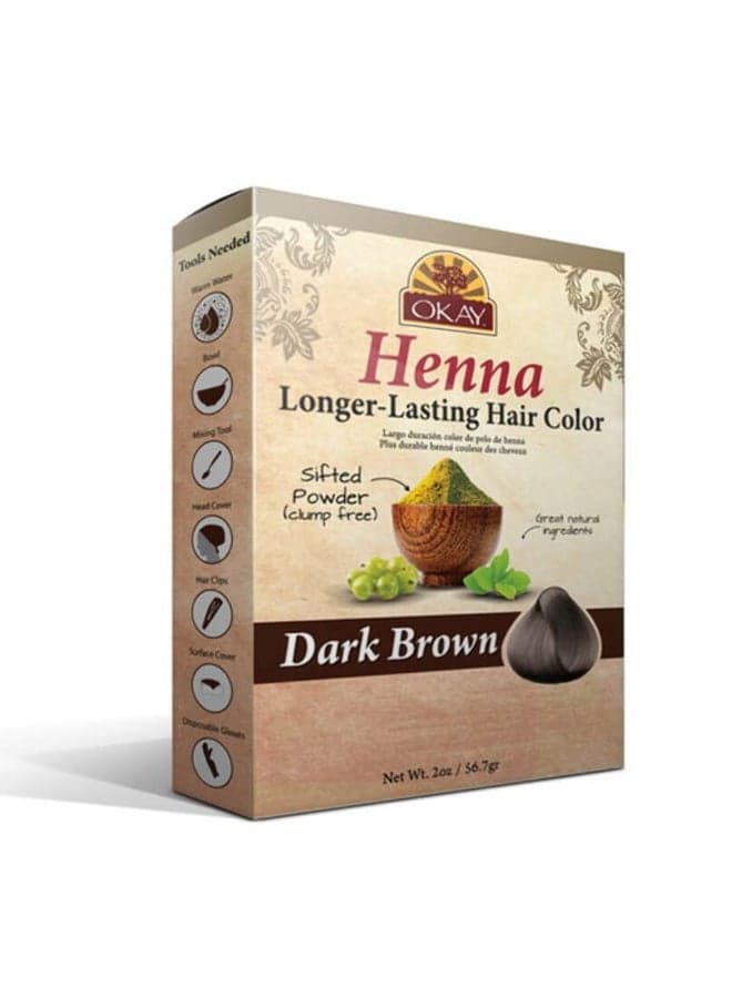 Okay Longer Lasting Henna Colour, Dark Brown, 50ml