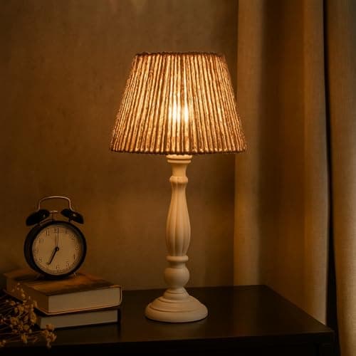 The Better Home Table Lamp for Home Decor (46 cm)| Paper Shade | Made up of Wood & Iron | Table Lamp for Bedroom | Standard Size | Study Lamp for Students | Night Lamp for Bedroom | Chic White & Brown