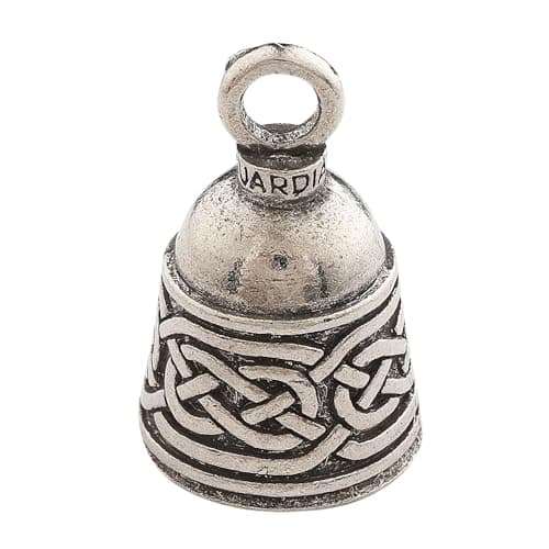 Guardian Bell Celtic Weave Good Luck Bell w/Keyring & Black Velvet Gift Bag | Motorcycle Bell | Lead-Free Pewter | Made in USA