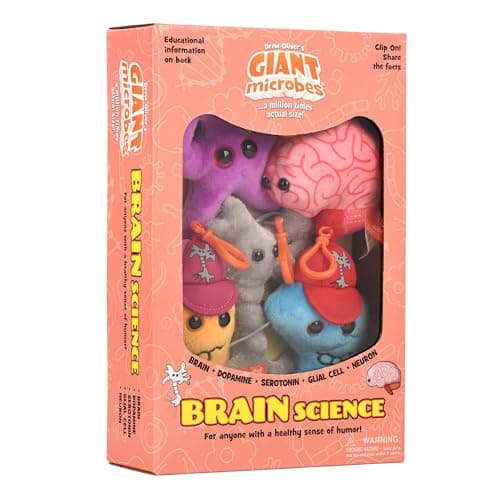 GIANT MICROBES Brain Science Themed Gift Box Brain Gifts Neurology Psychology Gifts Plush Keychain Therapist Gift Bag Charms Mental Health Awareness TBI Awareness