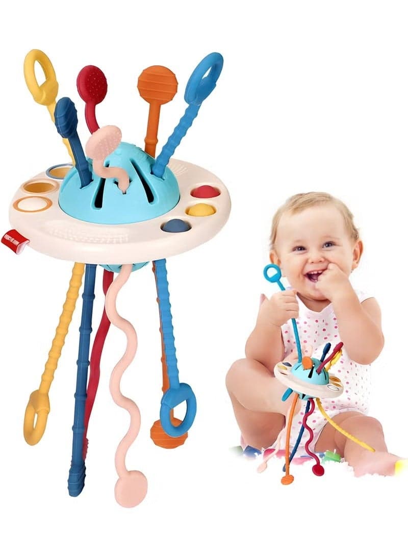 Montessori Travel Toys for 1 Year Old Boys Gifts,Baby Sensory Toys 6-12-18 Months, UFO Pull String Toys for Fine Motor Skills 1 2 Year Old, Birthday Gifts for Boys Girls Kids Age 1-4