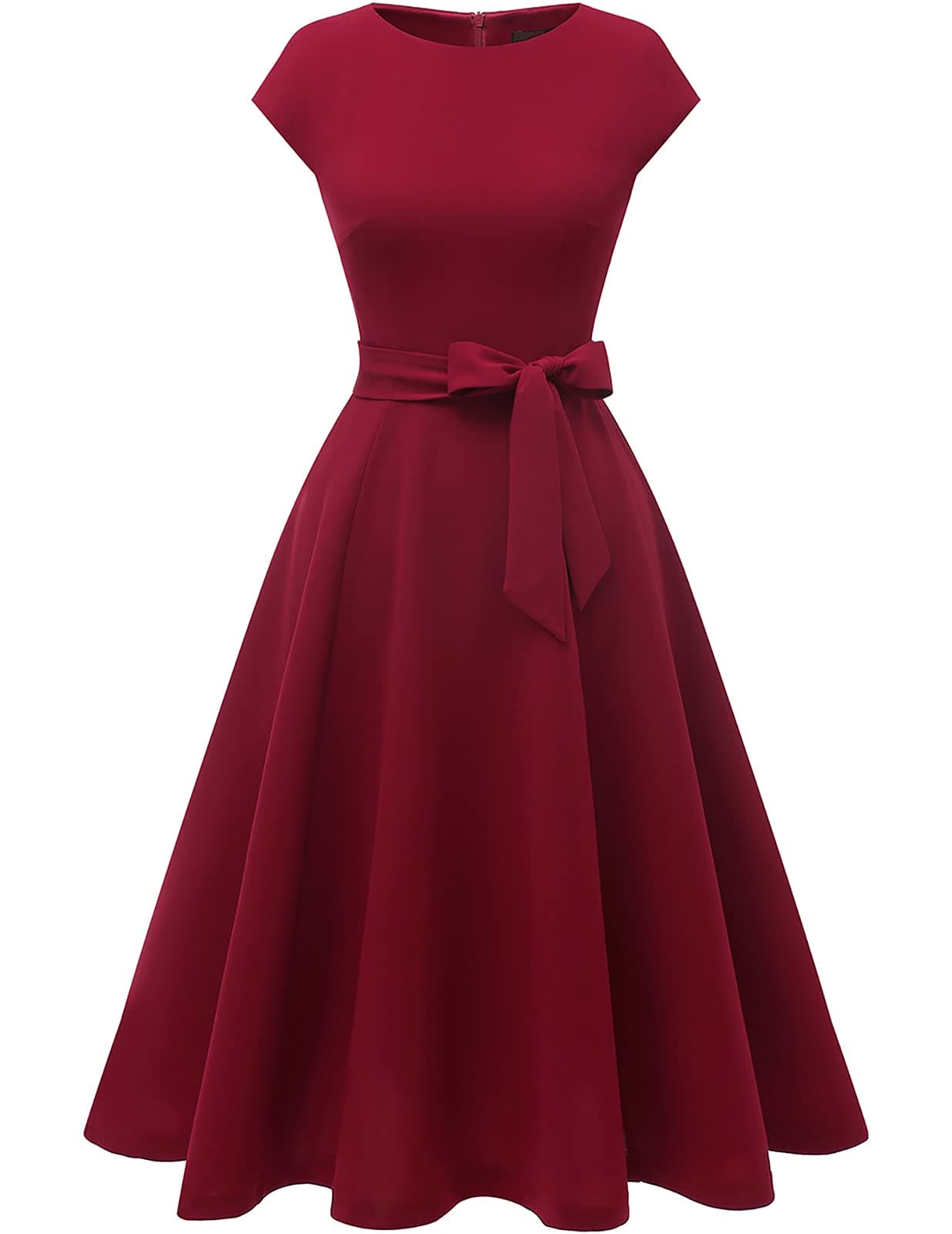 DRESSTELLS Cocktail Dresses 2025 Womens Formal Wedding Guest Church Mother Bride Vintage Tea Party Aline Modest Prom Long Dress Burgundy XL