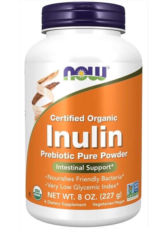 Supplements, Inulin Prebiotic Pure Powder, Certified Organic, Non-GMO Project Verified, Intestinal Support*, 8-Ounce