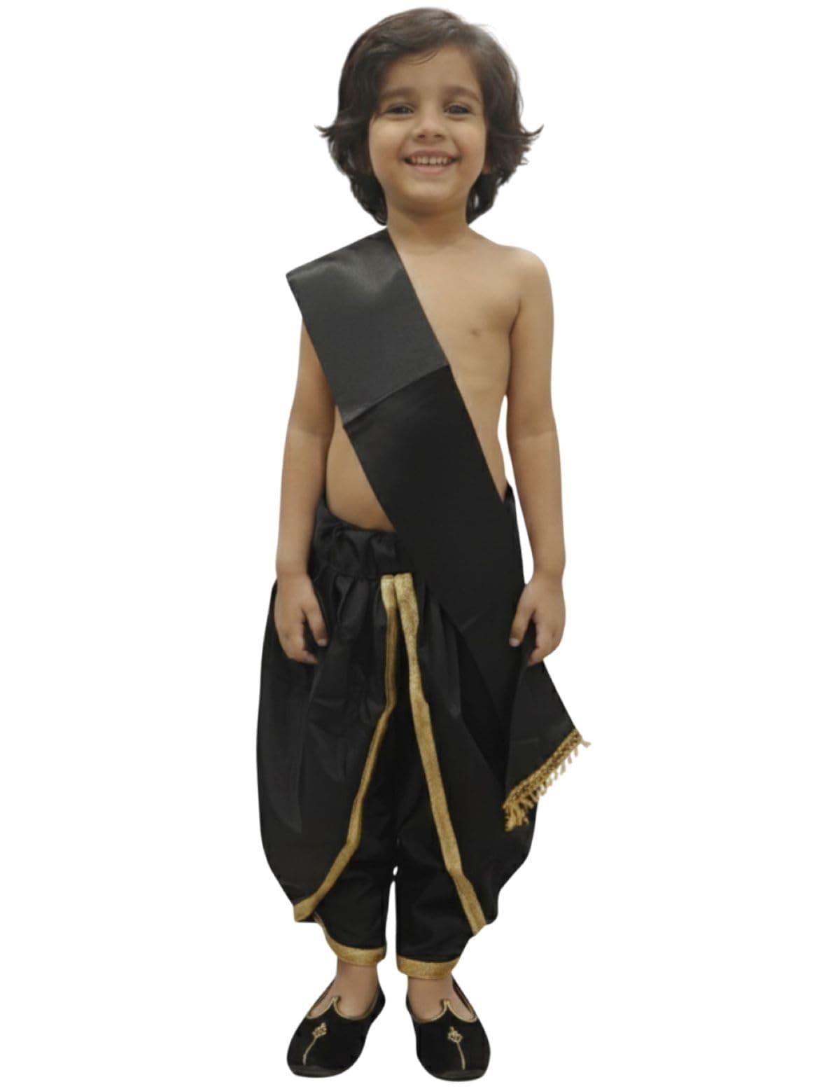 BookMyCostume Indian Traditional Costume for Kids | Ramayana Dress for Boys | Black Dhoti with Patka Dussehra Dress | Mythology Fancy Dress Costume for School Annual Day Performance | 2-3 Years