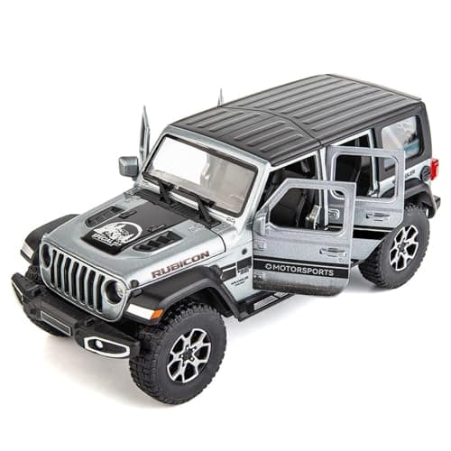 BDTCTK OffRoad 7 Door for Wrangler Diecast Toy Car Model 122 Scale Metal Alloy Vehicle for Kids Boys Girls Adults Doors Open Light and Sound Gifts Gray
