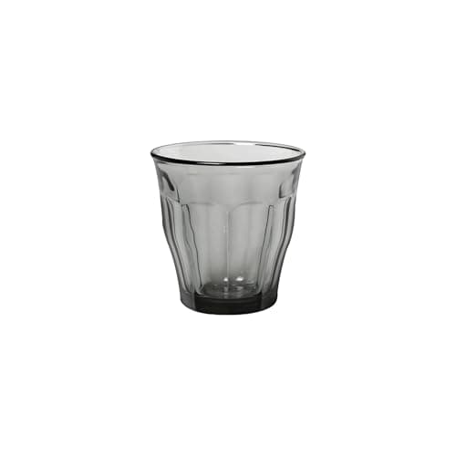 Duralex® France Picardie Grey, 250ml Set of 4 Glasses, Tempered Glass Tumblers | Durable, 3X Stronger, Dishwasher/Microwave-Safe | Whiskey, Water, Juice Glasses | Dining & Giftable