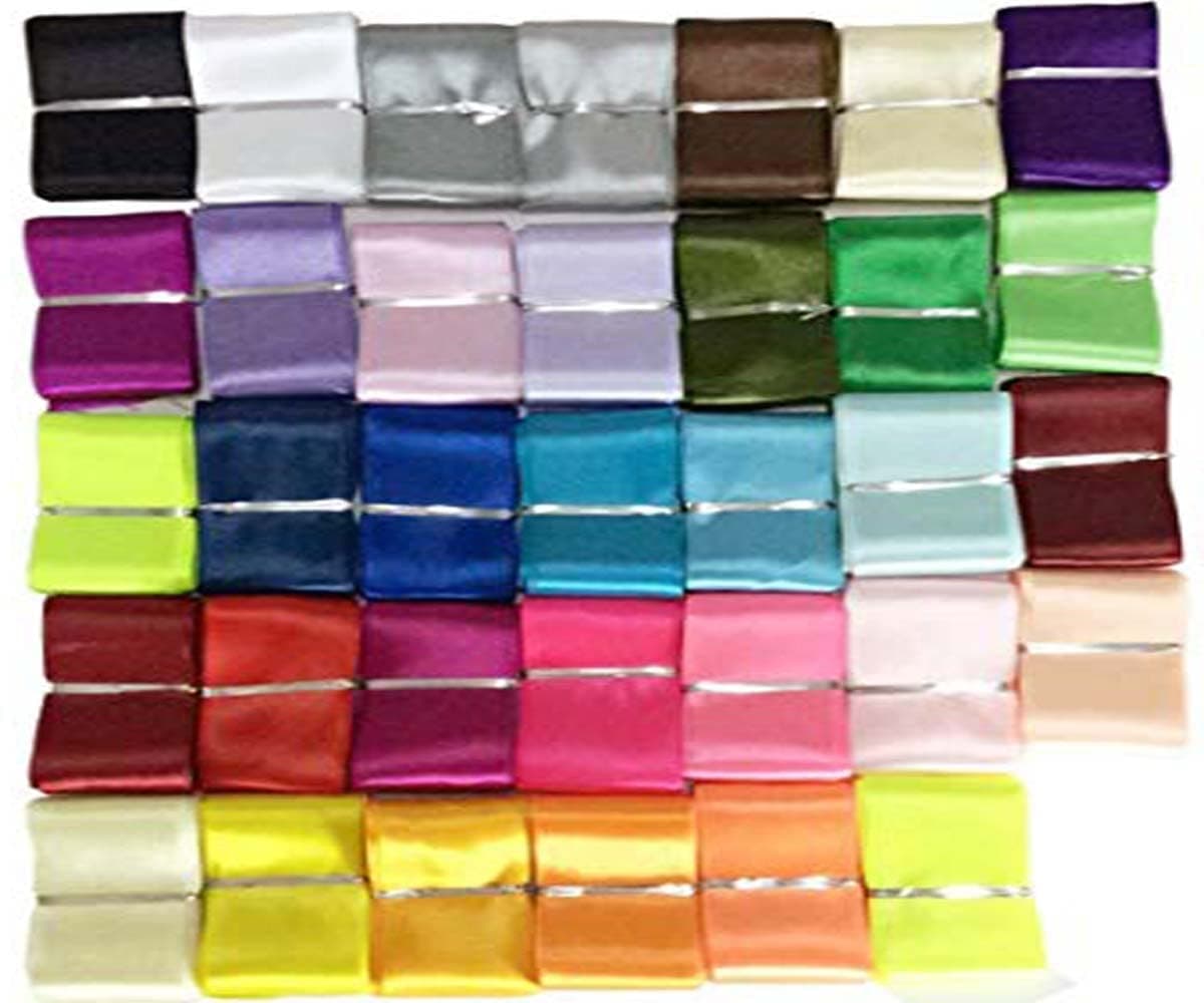 DIY Crafts Pack 48 Rolls, 12 Multi Colors, Satin Gros (Pack 48 Rolls, 12 Multi Colors)