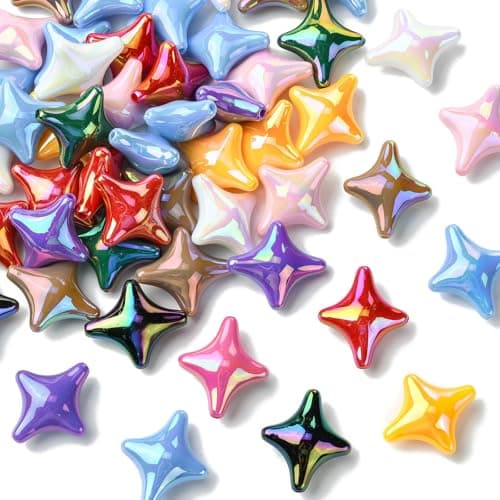 Ipotkitt 20 pcs Mixed Colors UV Plating Star Acrylic Beads Celestial Twinkle Star Spacer Beads for DIY Jewelry Crafts Bracelet Necklace Earrings Keychains Bag Decor