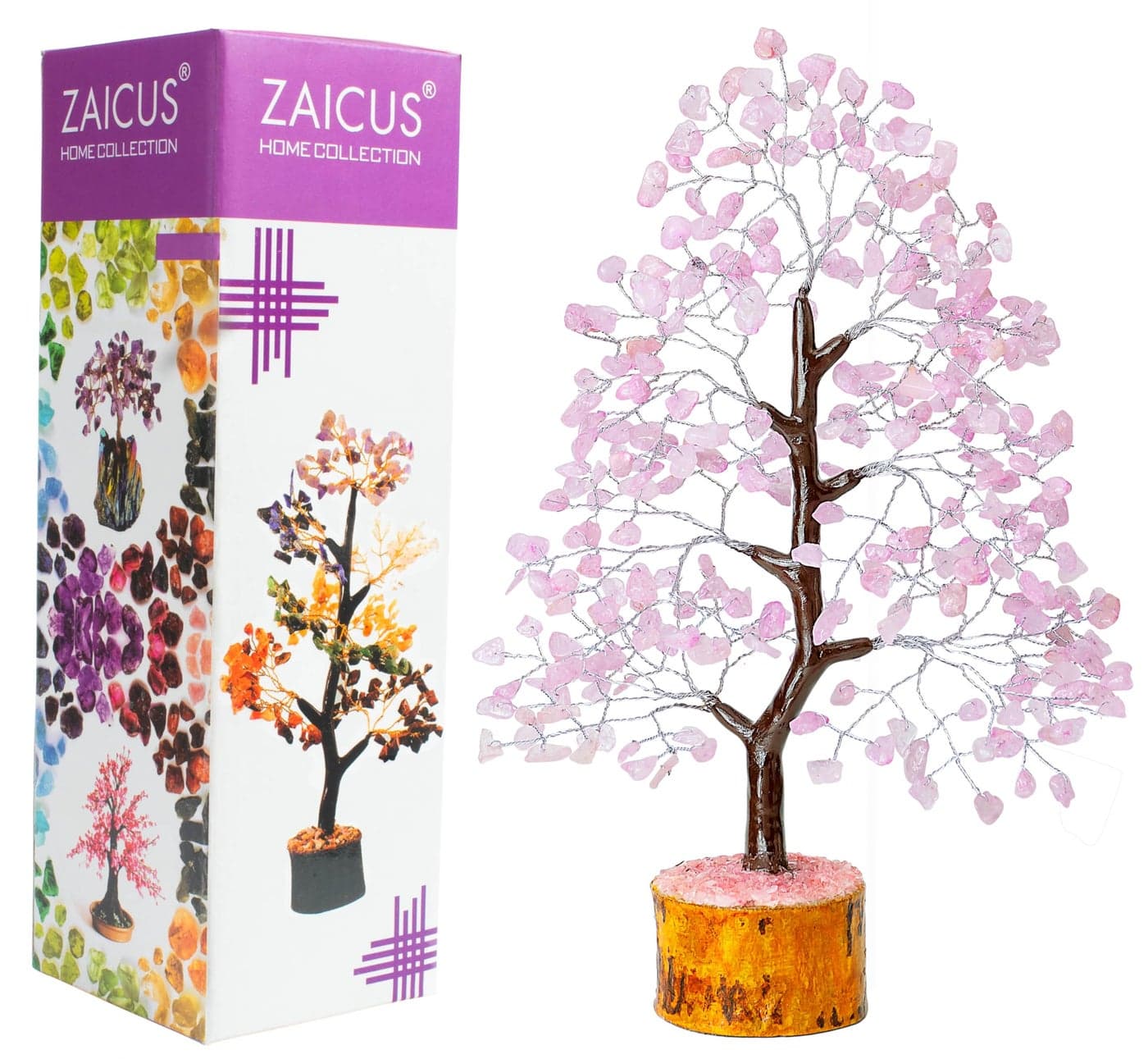ZAICUS Rose Quartz Crystal Gemstone Tree for Love & Harmony – Home Décor Showpiece for Living Room - Birthday, Marriage Gift Item for Home Decoration