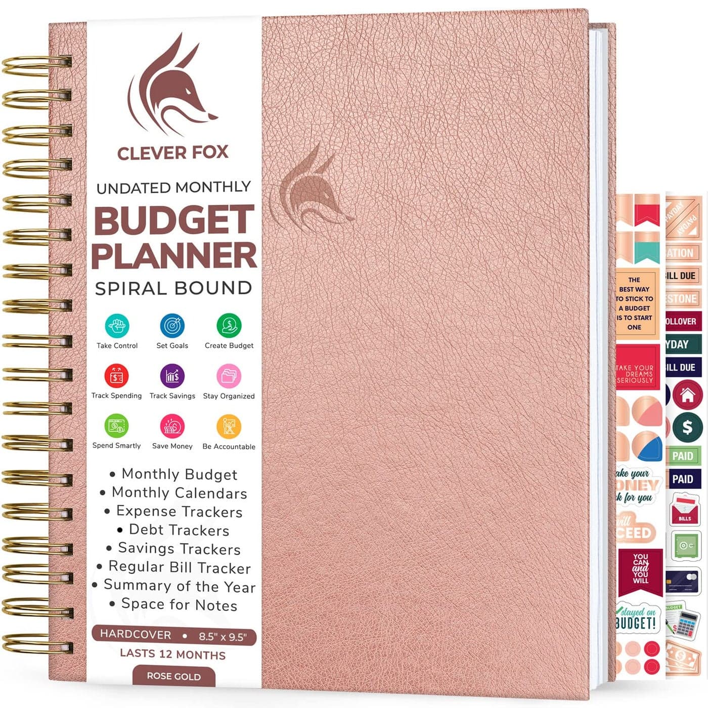 Clever Fox Budget Planner Coiled Finance Book Monthly Financial Journal Budgeting Organizer Expense Tracker Notebook 85x95 Rose Gold