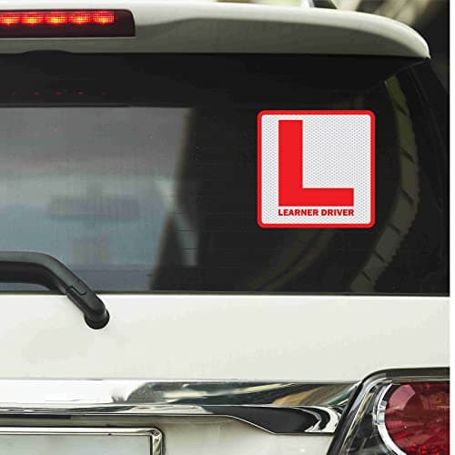 CVANU 2pcs Reflective L-Board Learner Driver Vinyl Exterior Decal Red_(15cm X 15cm)_c-2