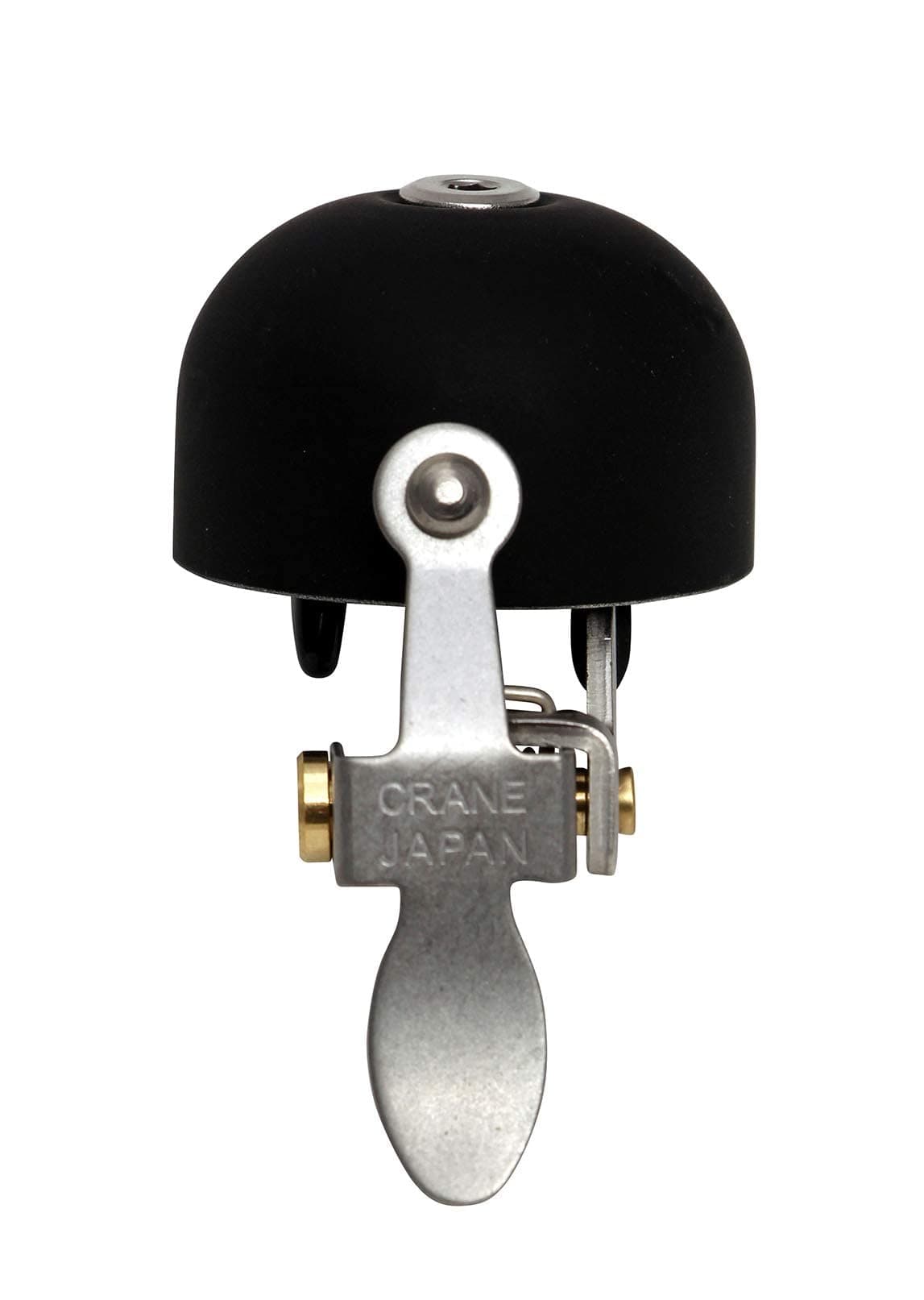 Crane Bike Bell E-Ne Bicycle Bell, Made in Japan for Road Bikes or Mountain Bikes, Fits All Handle Bar Sizes & Types (Matte Black Alloy)