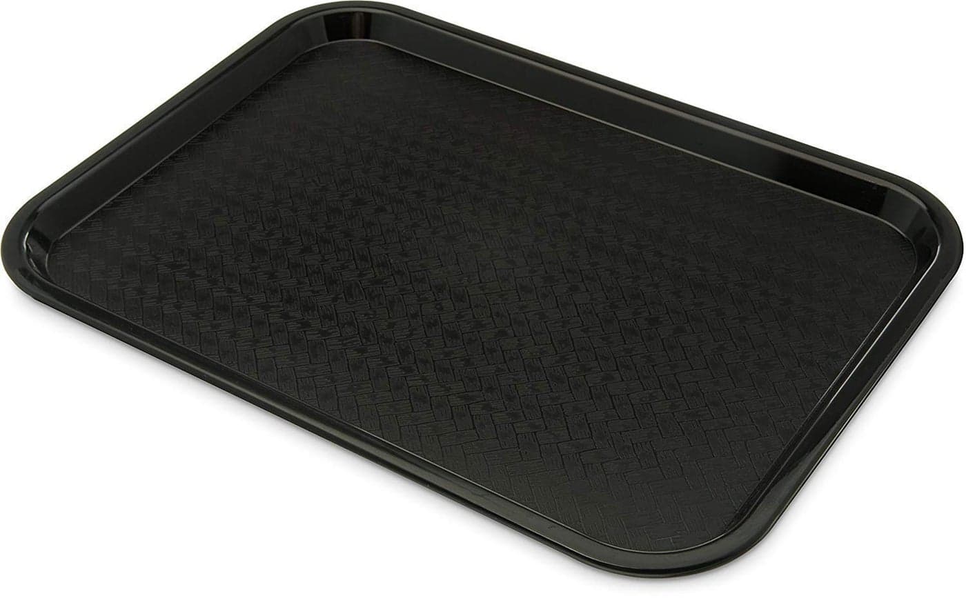 Urmila Plastic® Serving Tray Platter Rectangular Shape Plastic Trays for Drink Breakfast Tea Dinner Coffee Salad Food for Dinning Table Home Kitchen 11x14 Inches Black