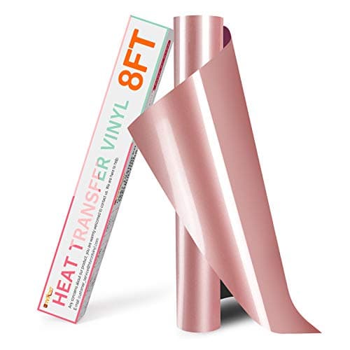 HTVRONT HTV Vinyl Rolls Heat Transfer Vinyl 12 x 8ft Rose Gold HTV Vinyl for Shirts Iron on Vinyl for All Cutting Machine Easy to Cut Weed for Heat Vinyl Design Rose Gold