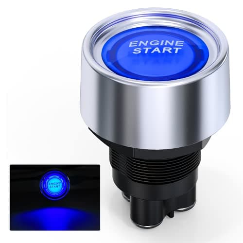 Nilight Start Engine Button 12V DC 50A SPST on Off Momentary Switch Blue Car Start Engine Button Stater Push Start Ignition Switch for Racing Sport Cars Trucks 2 Years Warranty