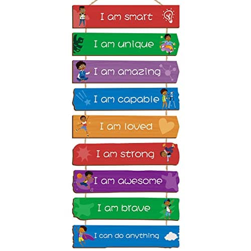 Chunful Set of 9 Boys Room Bedroom Decor Boys Inspirational Wall Decor Wood Hanging Plaque Motivational Kids Bedroom Wall Sign for Kids Teenage Toddler(Black Boy)
