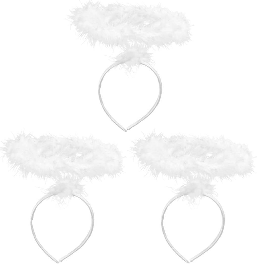 Lurrose 3pcs Angel Headbands White Halo Headbands Halloween Angel Costume Halo Hair Band Hair Hoops for Halloween Christmas Carnival Costume