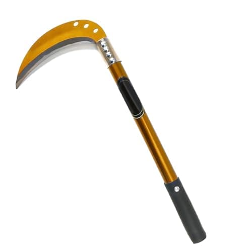 Sickle 18 Inches Heavy Duty Hand Weeder for Weed Removal Carbon Steel Sickle Rubberized Anti-Slip Handle Design Multi Purpose Sickle for Harvesting, Gardening, Pruning, Cutting
