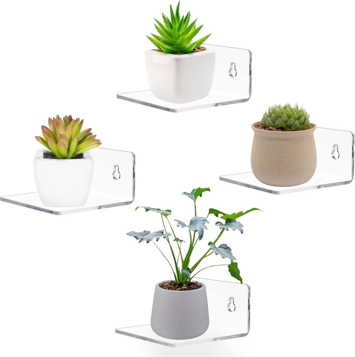 Acrylic Wall ShelvesClear 4 inch Floating Shelves for DisplayLedges Pop FiguresPlantTiny Wall Mounted Transparent Shelf Small Invisible Shelves with Adhesive for Bedroom Living Room Decoration