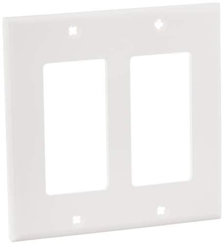 Leviton 2-Gang Decora/GFCI Device Wallplate, Standard Size, Thermoplastic Nylon, 80409-NW, White