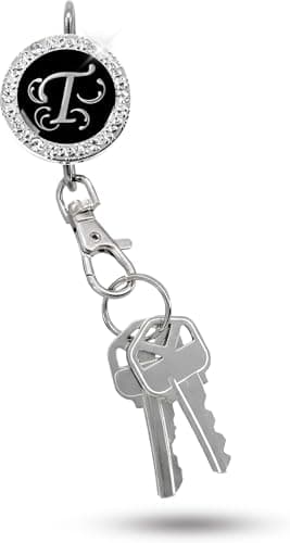 Women’s Bag Charm Key Finder, Car Keychain Hook, Cute Purse Organizer & Tote Bag Accessories, Gifts for Mom - Monogram T
