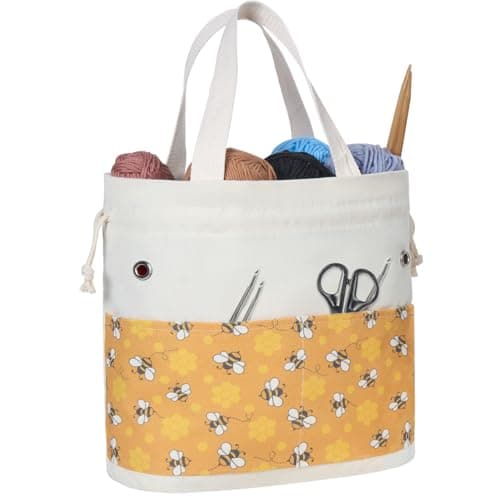 TOGETRUE Yarn Bag Knitting Crochet Tote Bag Yarn Storage Bags Organizer Crochet bags for Crocheting Project Store Skein Ball Short Knitting Needle Bees
