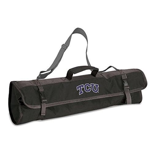 PICNIC TIME NCAA Texas Christian Horned Frogs 3-Piece BBQ Tote, Black With Gray Accents