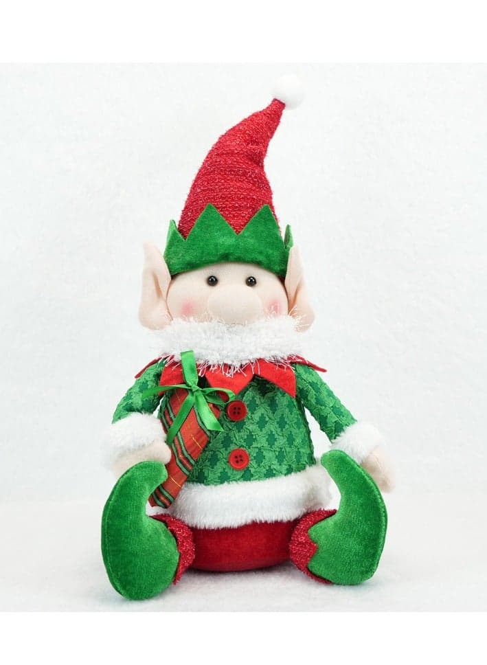 Decorated old man red hat sitting elf doll pendant for