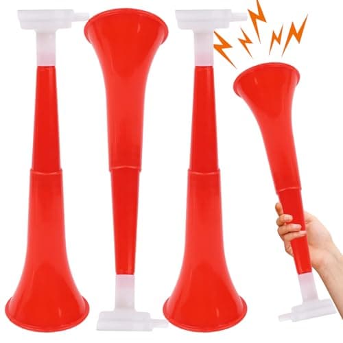FAMULP 4 Pcs Collapsible Vuvuzela Stadium Horn 11 Inch Plastic Vuvuzela Horn Noise Maker Loud Sound Trompetas Para Futbolred
