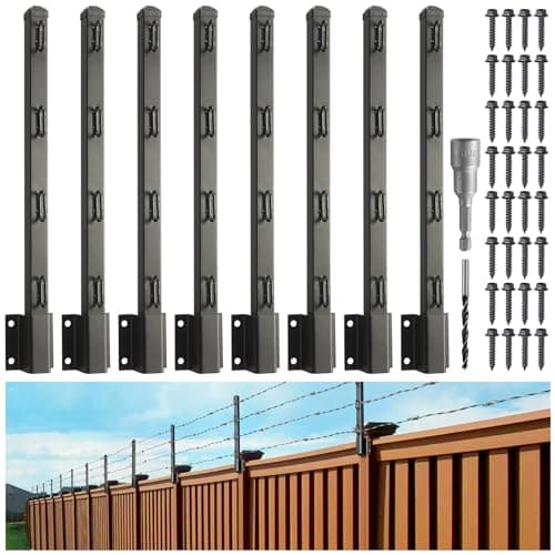 Epcee Fence Post Extender, 23.5" Fence Barbed Wire Extend Arm,for Outdoor Fences to Increase Height, Protect Privacy and Pets Jumping Off (8, 23.5in)