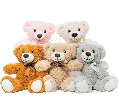Quaakssi Teddy Bears Bulk 5 Packs Teddy Bear Stuffed Animal Plush Toys 5 Colors Gift for Kid Girlfriend135 Inches Stuffed Bears for Christmas Valentines Day Birthday Wedding Party